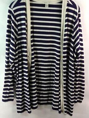 Coldwater Creek 2X Navy Creme Stripe Cardigan
